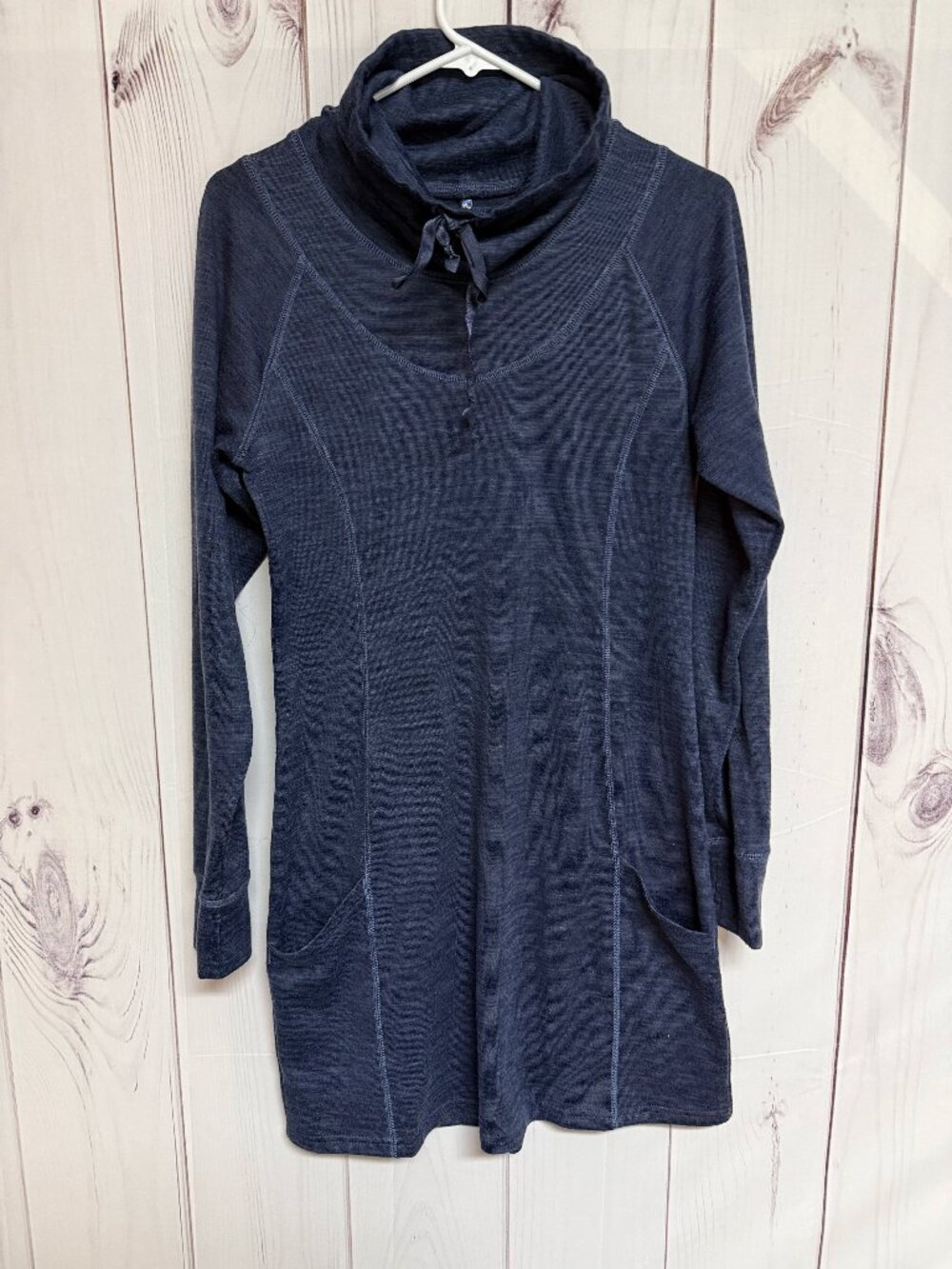 KÜHL Women’s Lea Dress Medium Navy Heather Thumbholes EUC